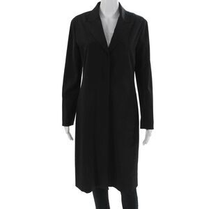 Shin Choi Women Overcoat Black Collared Long Sleeve Polyester Spandex Size 6